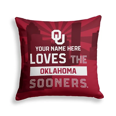 Pegasus Oklahoma Sooners 18" x 18" City Skyline Personalized Decor Pillow
