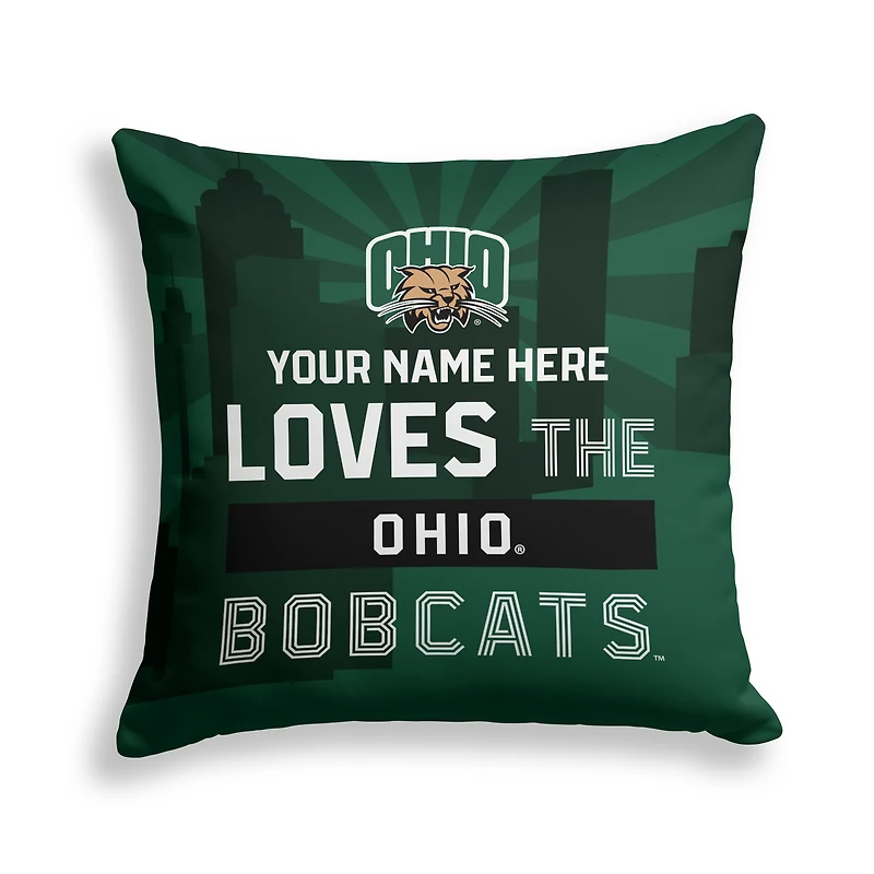 Pegasus Ohio Bobcats 18" x 18" City Skyline Personalized Decor Pillow