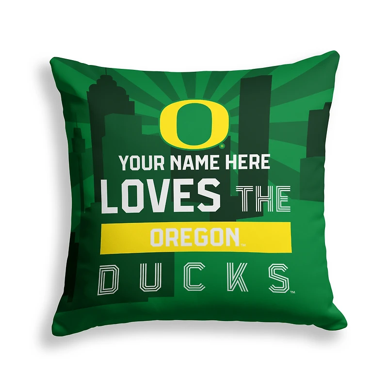 Pegasus Oregon Ducks 18" x 18" City Skyline Personalized Decor Pillow
