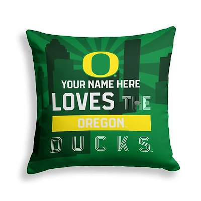 Pegasus Oregon Ducks 18" x 18" City Skyline Personalized Decor Pillow