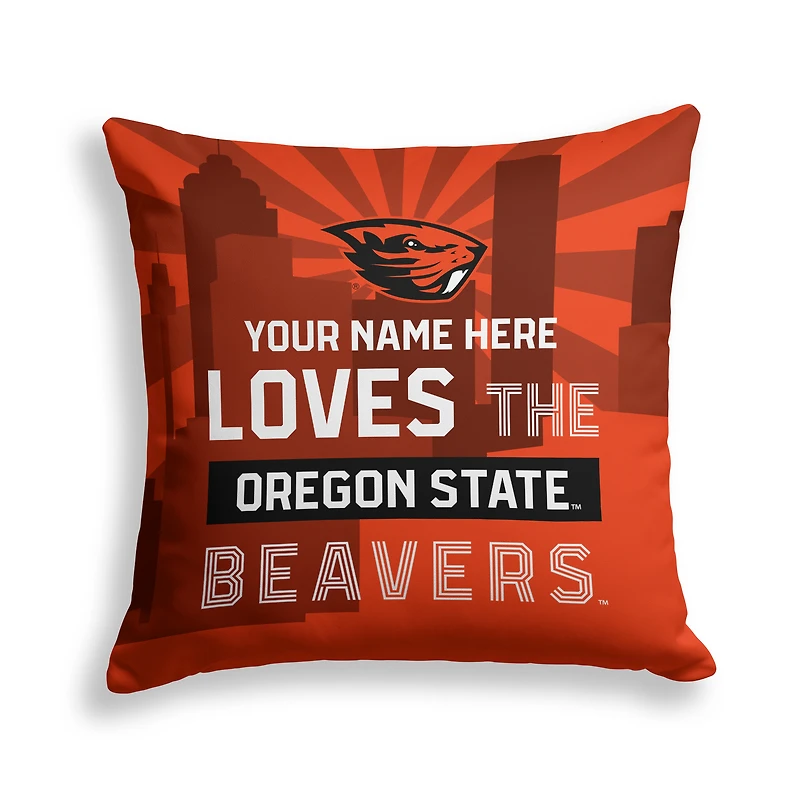 Pegasus Oregon State Beavers 18" x 18" City Skyline Personalized Decor Pillow