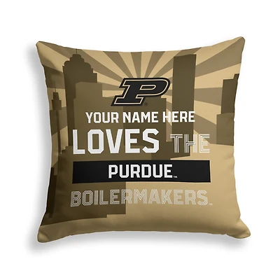 Pegasus Purdue Boilermakers 18" x 18" City Skyline Personalized Decor Pillow