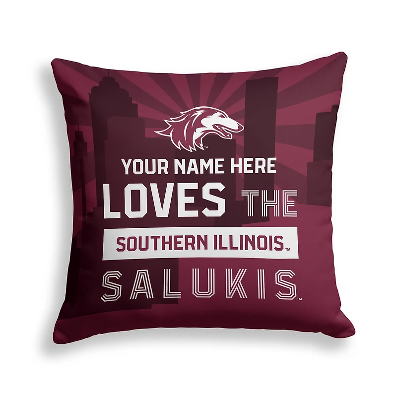 Pegasus Southern Illinois Salukis 18" x 18" City Skyline Personalized Decor Pillow