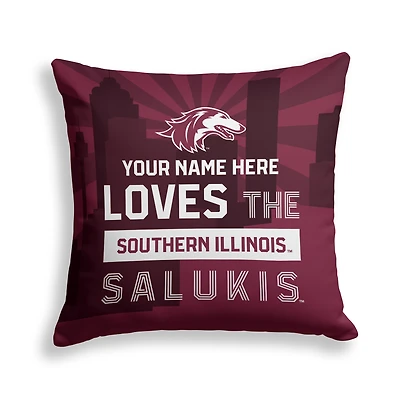 Pegasus Southern Illinois Salukis 18" x 18" City Skyline Personalized Decor Pillow