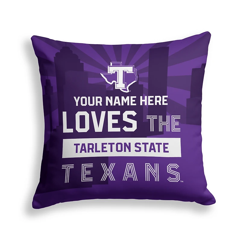 Pegasus Tarleton State Texans 18" x 18" City Skyline Personalized Decor Pillow