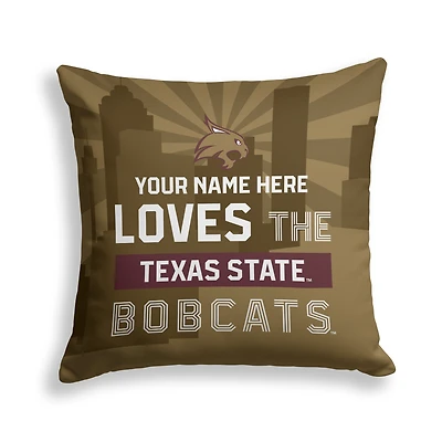 Pegasus Texas State Bobcats 18" x 18" City Skyline Personalized Decor Pillow