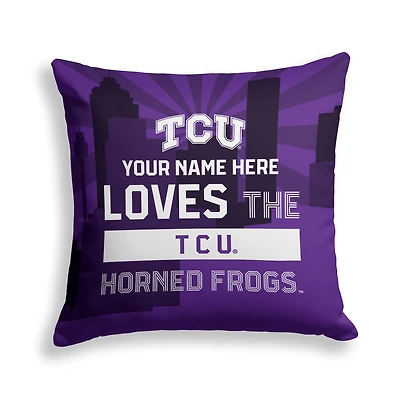 Pegasus TCU Horned Frogs 18" x 18" City Skyline Personalized Decor Pillow