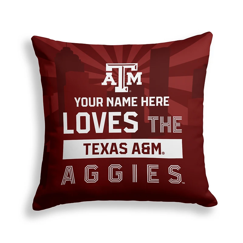 Pegasus Texas A&M Aggies 18" x 18" City Skyline Personalized Decor Pillow