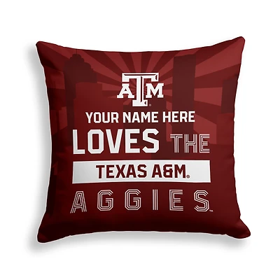 Pegasus Texas A&M Aggies 18" x 18" City Skyline Personalized Decor Pillow