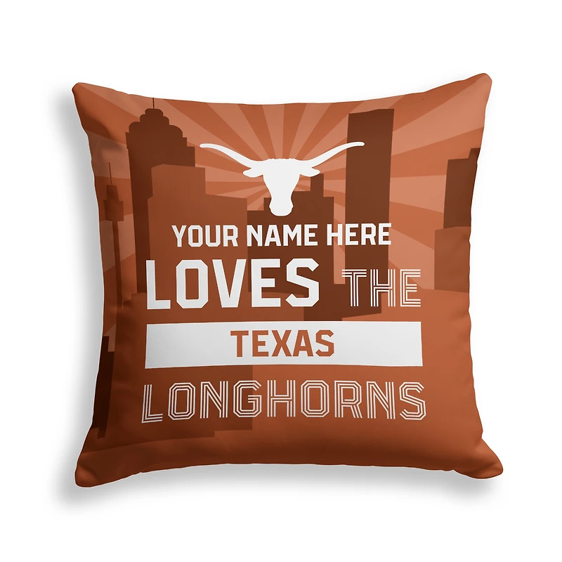 Pegasus Texas Longhorns 18" x 18" City Skyline Personalized Decor Pillow