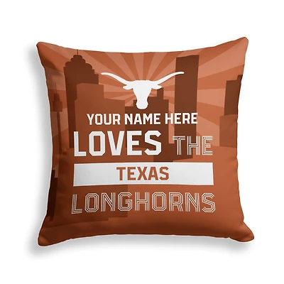 Pegasus Texas Longhorns 18" x 18" City Skyline Personalized Decor Pillow