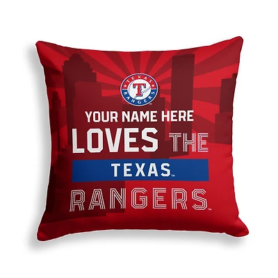 Pegasus Texas Rangers 18" x 18" City Skyline Personalized Decor Pillow