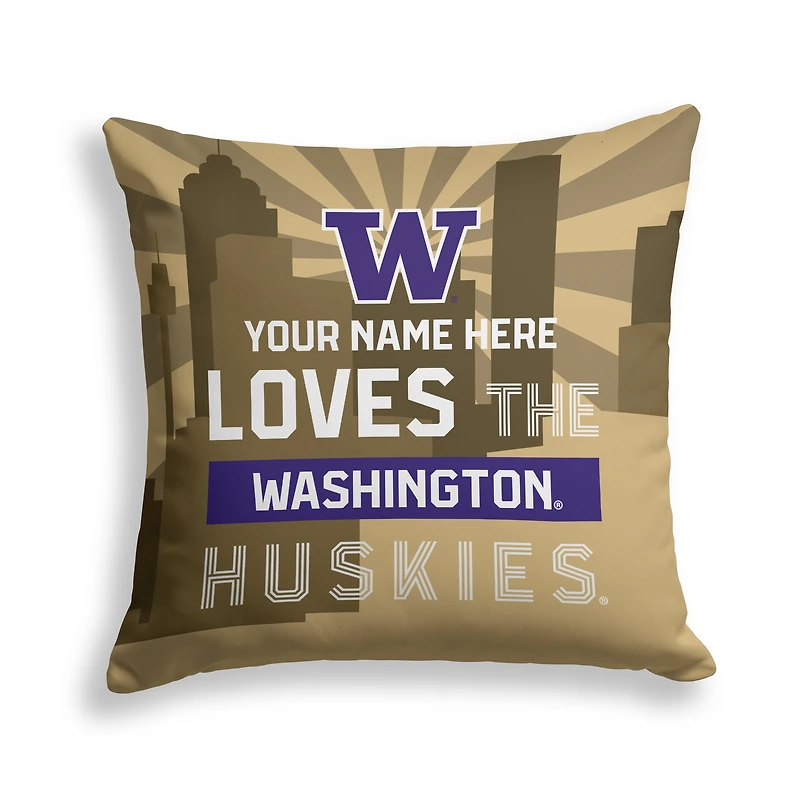 Pegasus Washington Huskies 18" x 18" City Skyline Personalized Decor Pillow