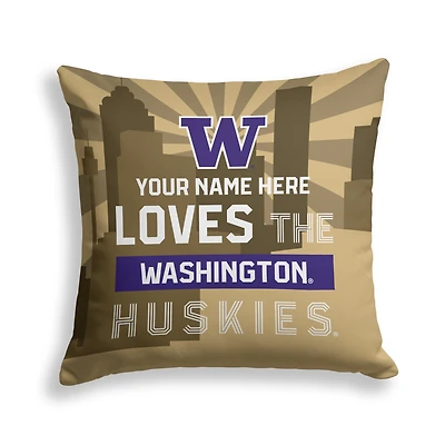 Pegasus Washington Huskies 18" x 18" City Skyline Personalized Decor Pillow