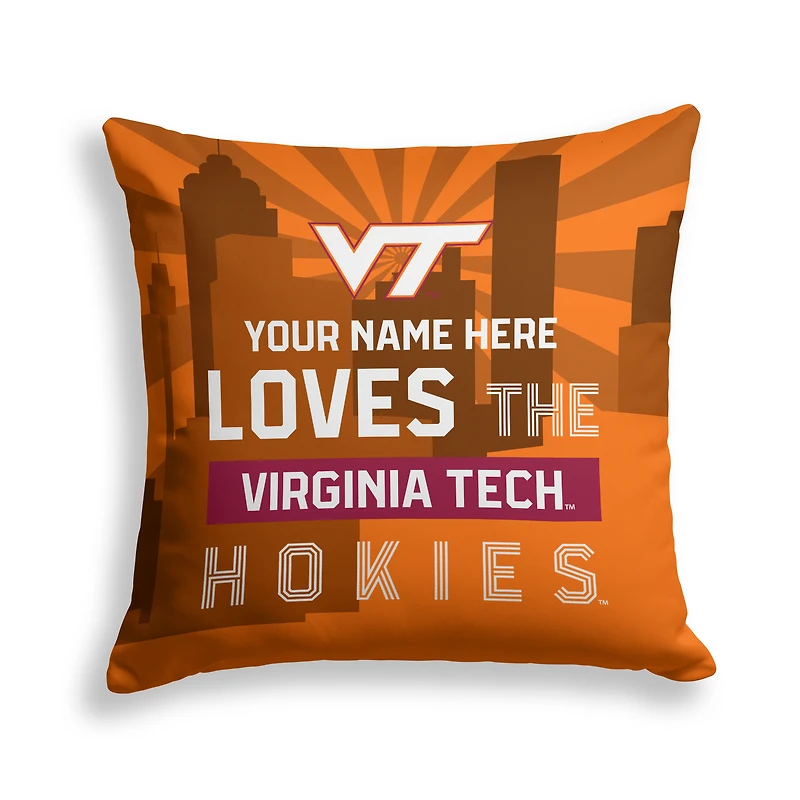 Pegasus Virginia Tech Hokies 18" x 18" City Skyline Personalized Decor Pillow