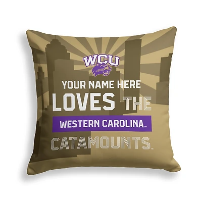 Pegasus Western Carolina Catamounts 18" x 18" City Skyline Personalized Decor Pillow