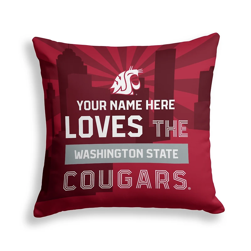 Pegasus Washington State Cougars 18" x 18" City Skyline Personalized Decor Pillow