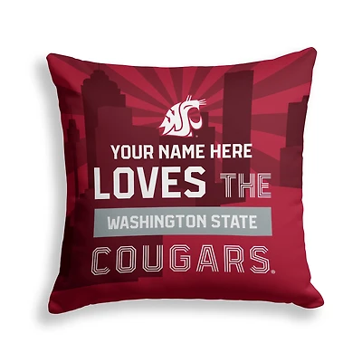 Pegasus Washington State Cougars 18" x 18" City Skyline Personalized Decor Pillow
