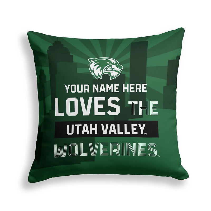 Pegasus Utah Valley Wolverines 18" x 18" City Skyline Personalized Decor Pillow