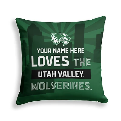 Pegasus Utah Valley Wolverines 18" x 18" City Skyline Personalized Decor Pillow