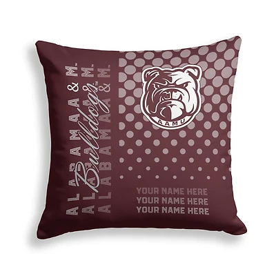 Pegasus Alabama A&M Bulldogs 18" x 18" Script Dot Fade Personalized Decor Pillow
