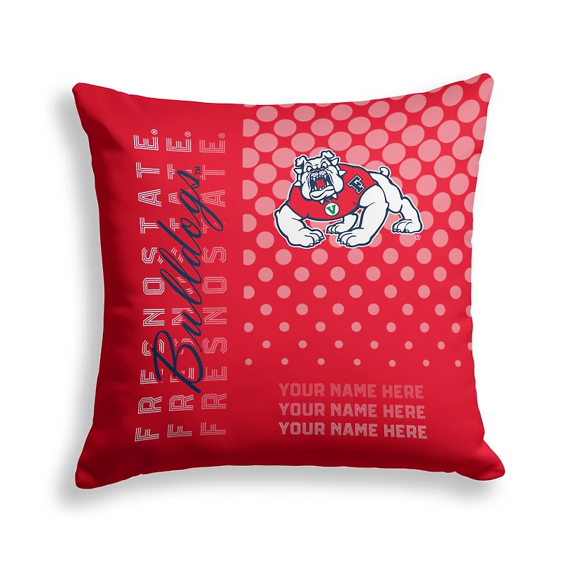 Pegasus Fresno State Bulldogs 18" x 18" Script Dot Fade Personalized Decor Pillow