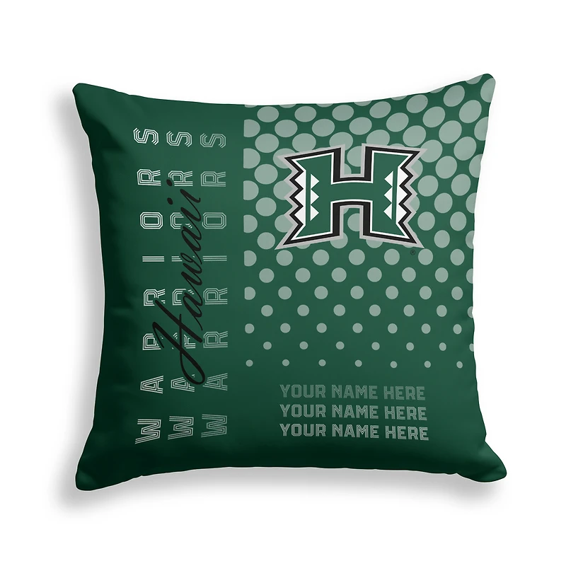 Pegasus Hawaii Rainbow Warriors 18" x 18" Script Dot Fade Personalized Decor Pillow