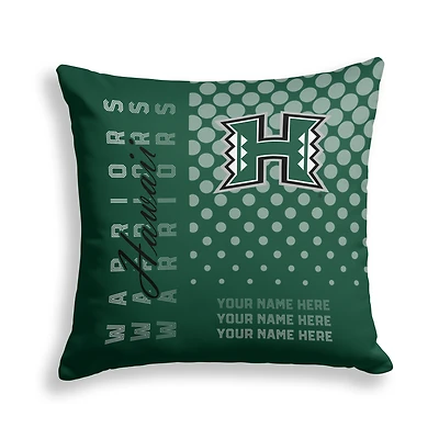 Pegasus Hawaii Rainbow Warriors 18" x 18" Script Dot Fade Personalized Decor Pillow