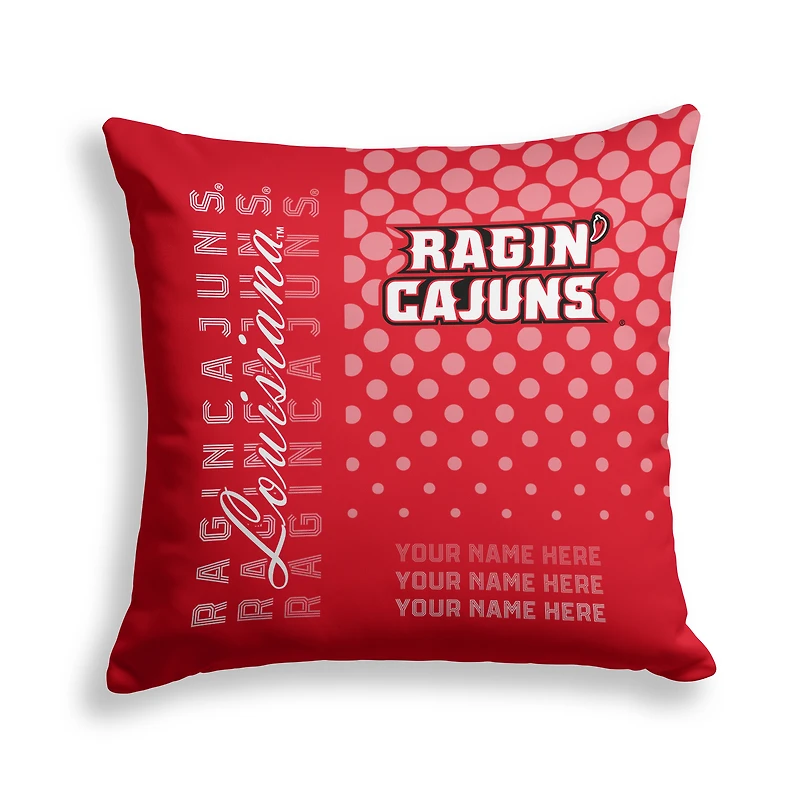 Pegasus Louisiana Ragin' Cajuns 18" x 18" Script Dot Fade Personalized Decor Pillow