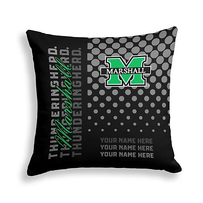 Pegasus Marshall Thundering Herd 18" x 18" Script Dot Fade Personalized Decor Pillow
