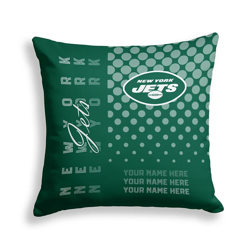 Pegasus New York Jets 18" x 18" Script Dot Fade Personalized Decor Pillow