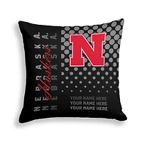 Pegasus Nebraska Huskers 18" x 18" Script Dot Fade Personalized Decor Pillow