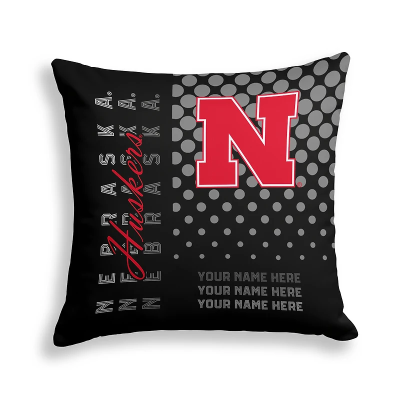 Pegasus Nebraska Huskers 18" x 18" Script Dot Fade Personalized Decor Pillow