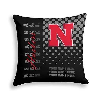 Pegasus Nebraska Huskers 18" x 18" Script Dot Fade Personalized Decor Pillow