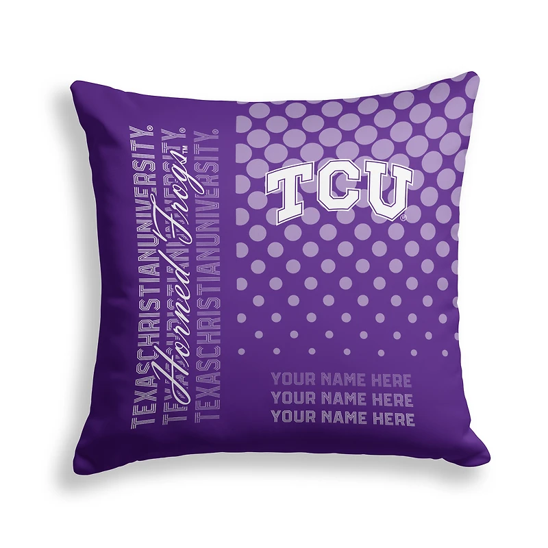 Pegasus TCU Horned Frogs 18" x 18" Script Dot Fade Personalized Decor Pillow