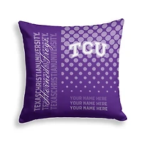 Pegasus TCU Horned Frogs 18" x 18" Script Dot Fade Personalized Decor Pillow