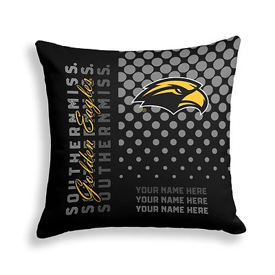 Pegasus Southern Miss Golden Eagles 18" x 18" Script Dot Fade Personalized Decor Pillow