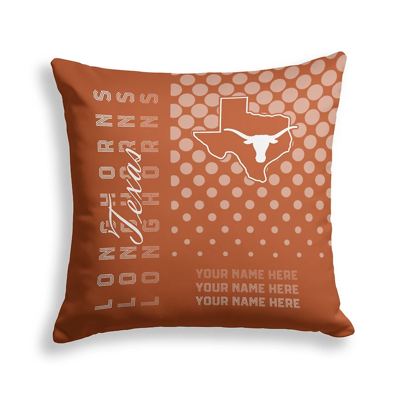 Pegasus Texas Longhorns 18" x 18" Script Dot Fade Personalized Decor Pillow
