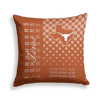 Pegasus Texas Longhorns 18" x 18" Script Dot Fade Personalized Decor Pillow