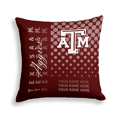 Pegasus Texas A&M Aggies 18" x 18" Script Dot Fade Personalized Decor Pillow