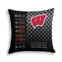 Pegasus Wisconsin Badgers 18" x 18" Script Dot Fade Personalized Decor Pillow