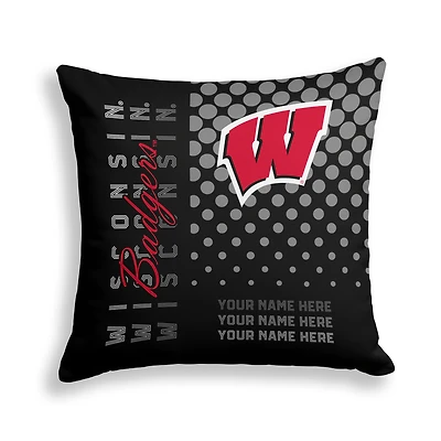 Pegasus Wisconsin Badgers 18" x 18" Script Dot Fade Personalized Decor Pillow