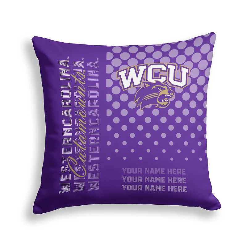 Pegasus Western Carolina Catamounts 18" x 18" Script Dot Fade Personalized Decor Pillow
