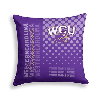 Pegasus Western Carolina Catamounts 18" x 18" Script Dot Fade Personalized Decor Pillow