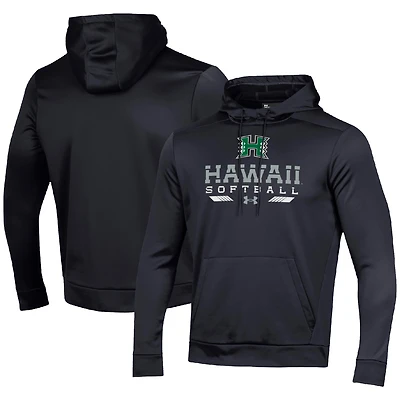 Men's Under Armour Black Hawaii Rainbow Warriors Softball Pullover Hoodie