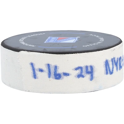 Kaapo Kakko New York Rangers Game-Used Goal Puck vs. Seattle Kraken on January 16, 2024