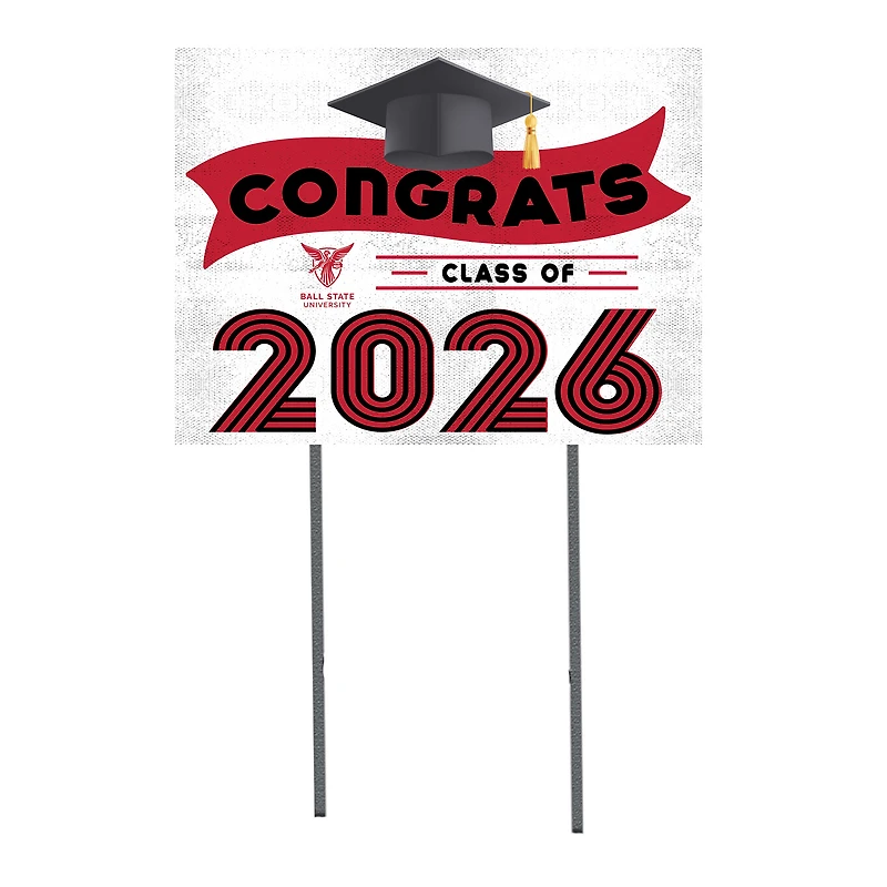 Ball State Cardinals 18" x 24" 2026 Grad Yard Sign with Stakes