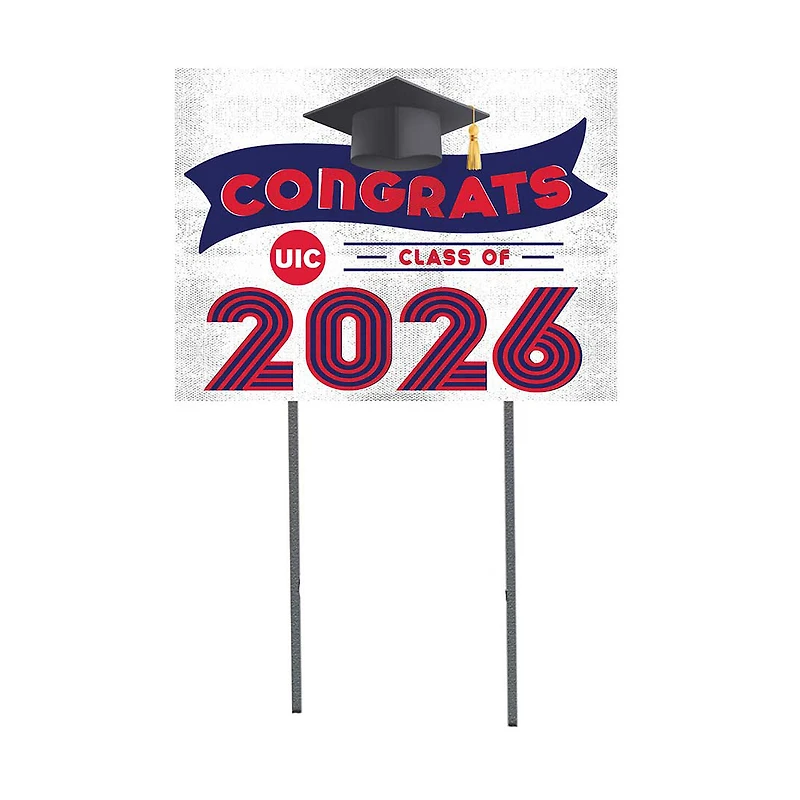 UIC Flames 18" x 24" 2026 Grad Yard Sign with Stakes