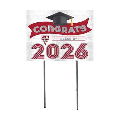 Worcester Polytechnic Institute Engineers 18" x 24" 2026 Grad Yard Sign with Stakes
