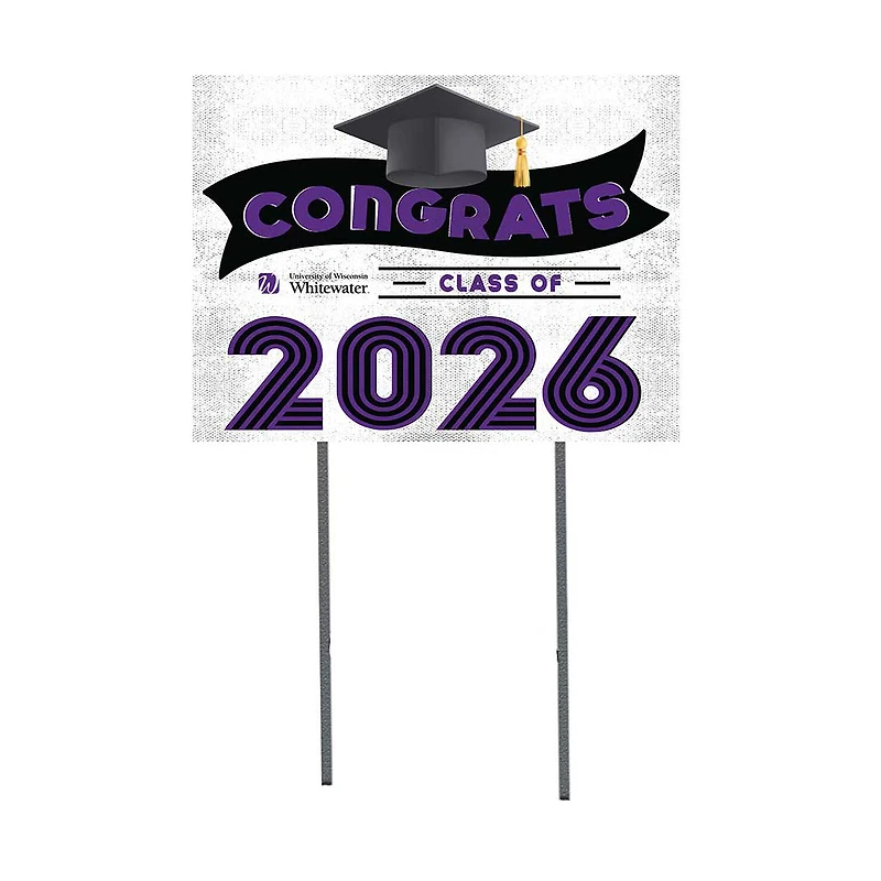 Wisconsin-Whitewater Warhawks 18" x 24" 2026 Grad Yard Sign with Stakes